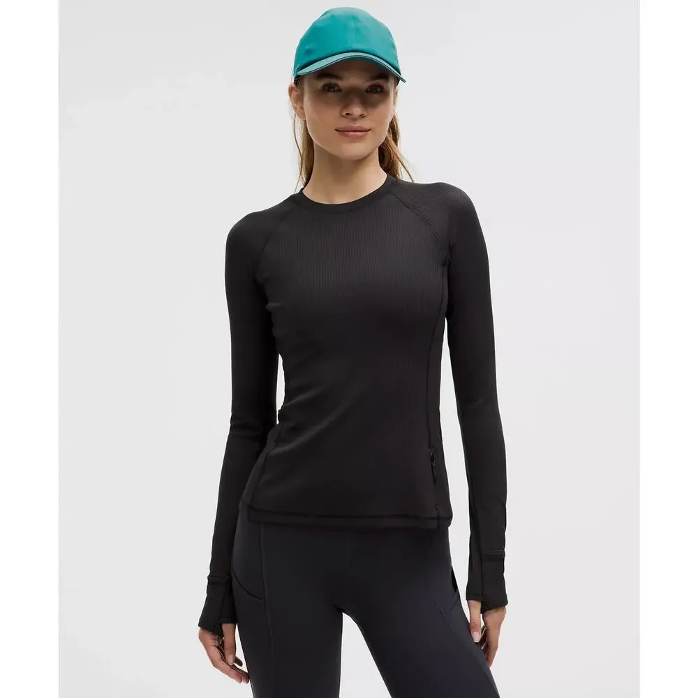 Lululemon Women's Active Black It's Rulu Ribbed Long Sleeve Shirt Size Small